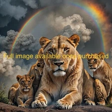 Lioness and Cubs | High Resolution Digital Wall Art Print | Download