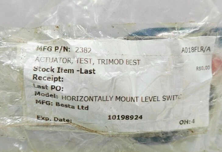 TRIMOD BESTA 2382 TEST ACTUATOR HORIZONTALLY MOUNT LEVEL SWITCH NEW - Image 2 of 4