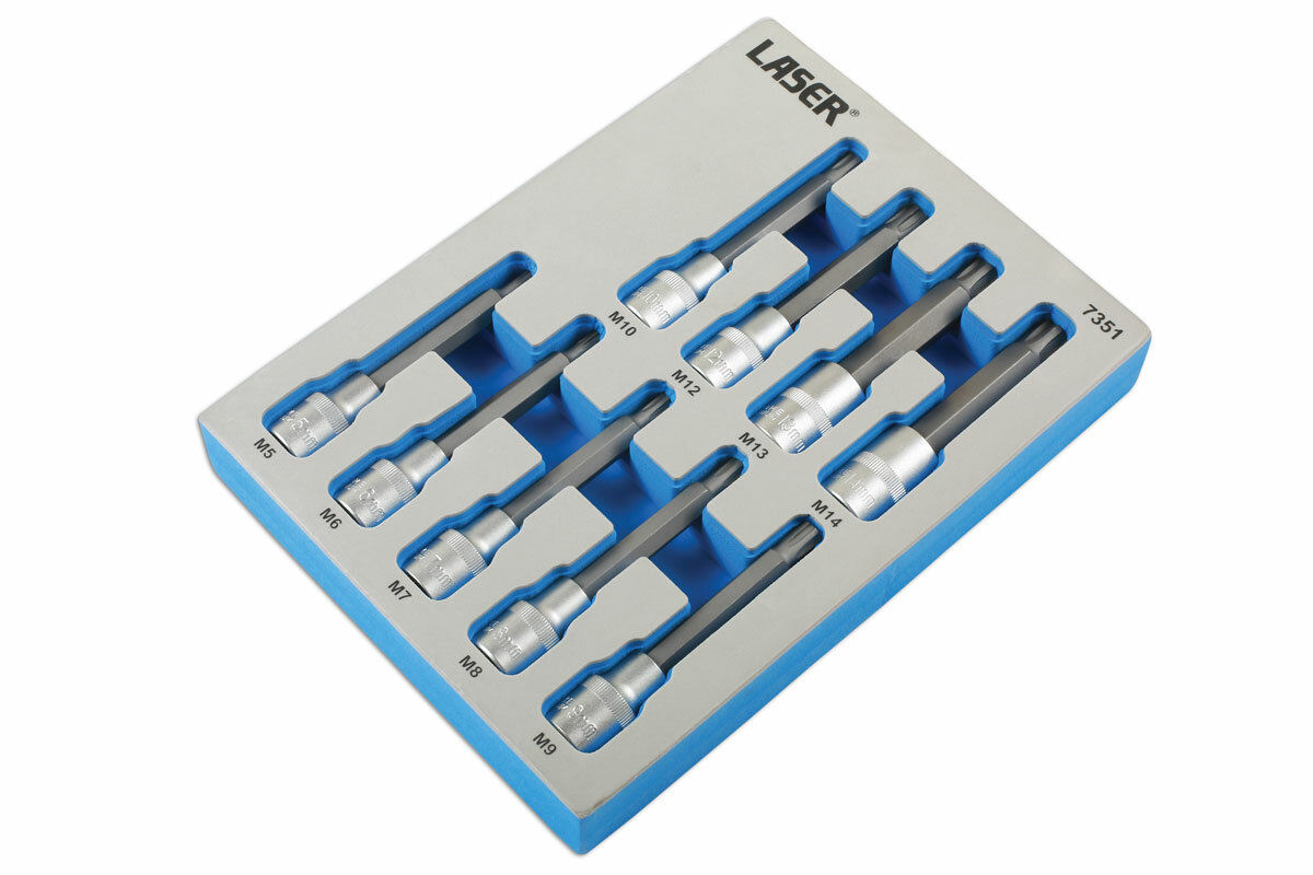 Laser 7351 9 Piece Tamperproof Ribe Bit Set