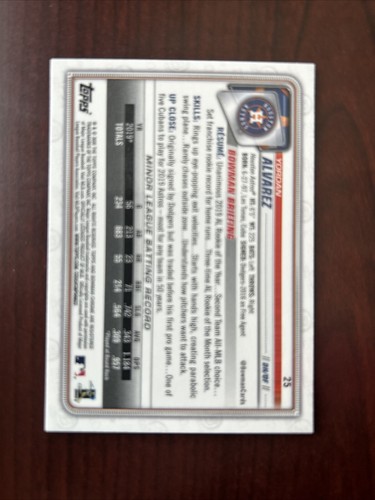 2020 Bowman Chrome #25 Yordan Alvarez RC Houston Astros *come nuovo* quantità - Foto 2 di 2
