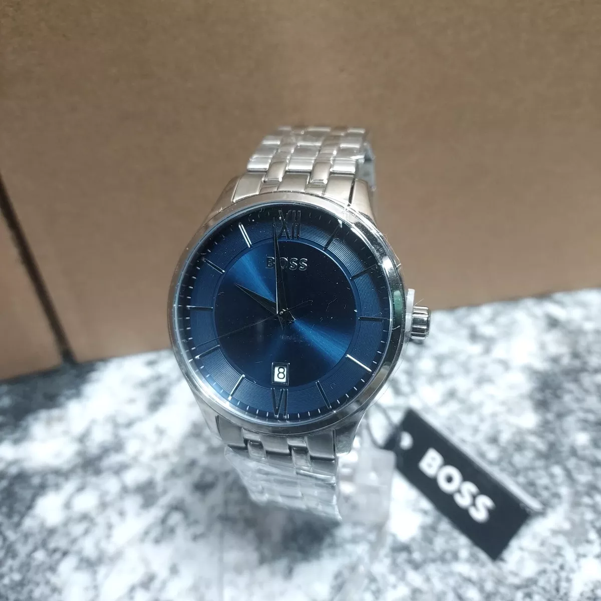 Hugo Boss Blue Men\'s Elite Analog Stainless Steel Bracelet Watch 1513895 |  eBay