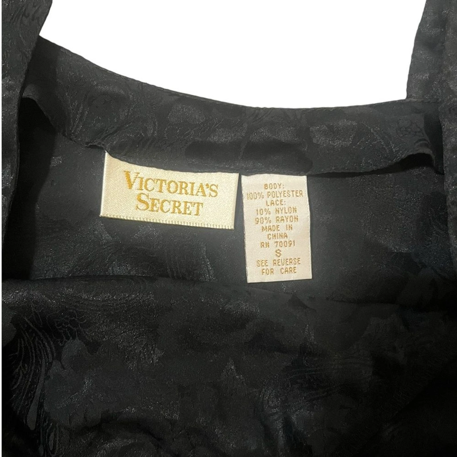 UNDERCOVER Abito slip vintage Victorias Secret oro label nero raso floreale donna piccolo