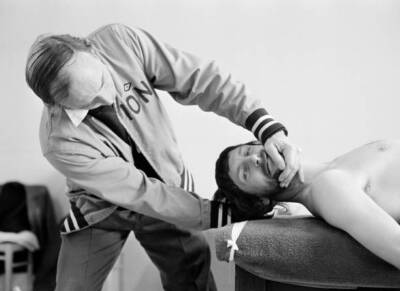 West Bromwich Albion footballer Tony Brown receiving treatment fro- Old Photo