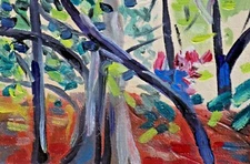 landscape abstract trees original signed on canvas board free ship 