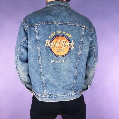 Chaqueta de mezclilla de colección bordada deletreada Hard Rock