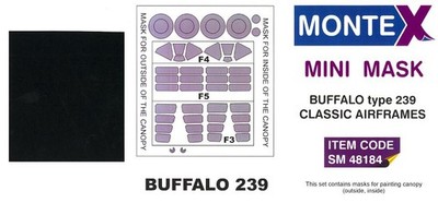 Montex 1/48 BREWSTER BUFFALO TYPE 239 CANOPY PAINT MASK Classic Airframes