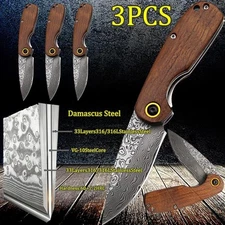 Professional Kitchen Handmade Damascus Steel Knife Set 3PCS Boning Fish Slicing