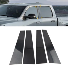 🌟For 19+Dodge RAM 1500 Black Door Window Pillar Posts Sticker Decals Trim Cover