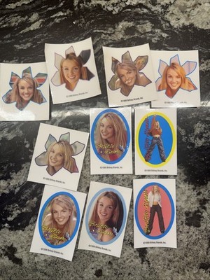 10 ~ BRITNEY SPEARS ~ 3-1/2'' TO 4'' WINDOW CLINGS 1999 BRITNEY BRANDS INC E