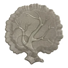 10-pc Vintage Hazel Atlas Tree of Life Frosted Glass Snack Plates Mid-Century