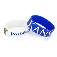 Kansas Jayhawks Wide Rubber Wristband - 2 Pack