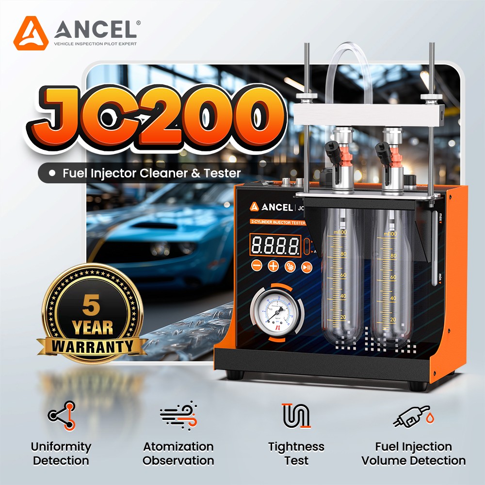 ANCEL JC200 2 Cylinder Ultrasonic Fuel Injector Tester Cleaner for