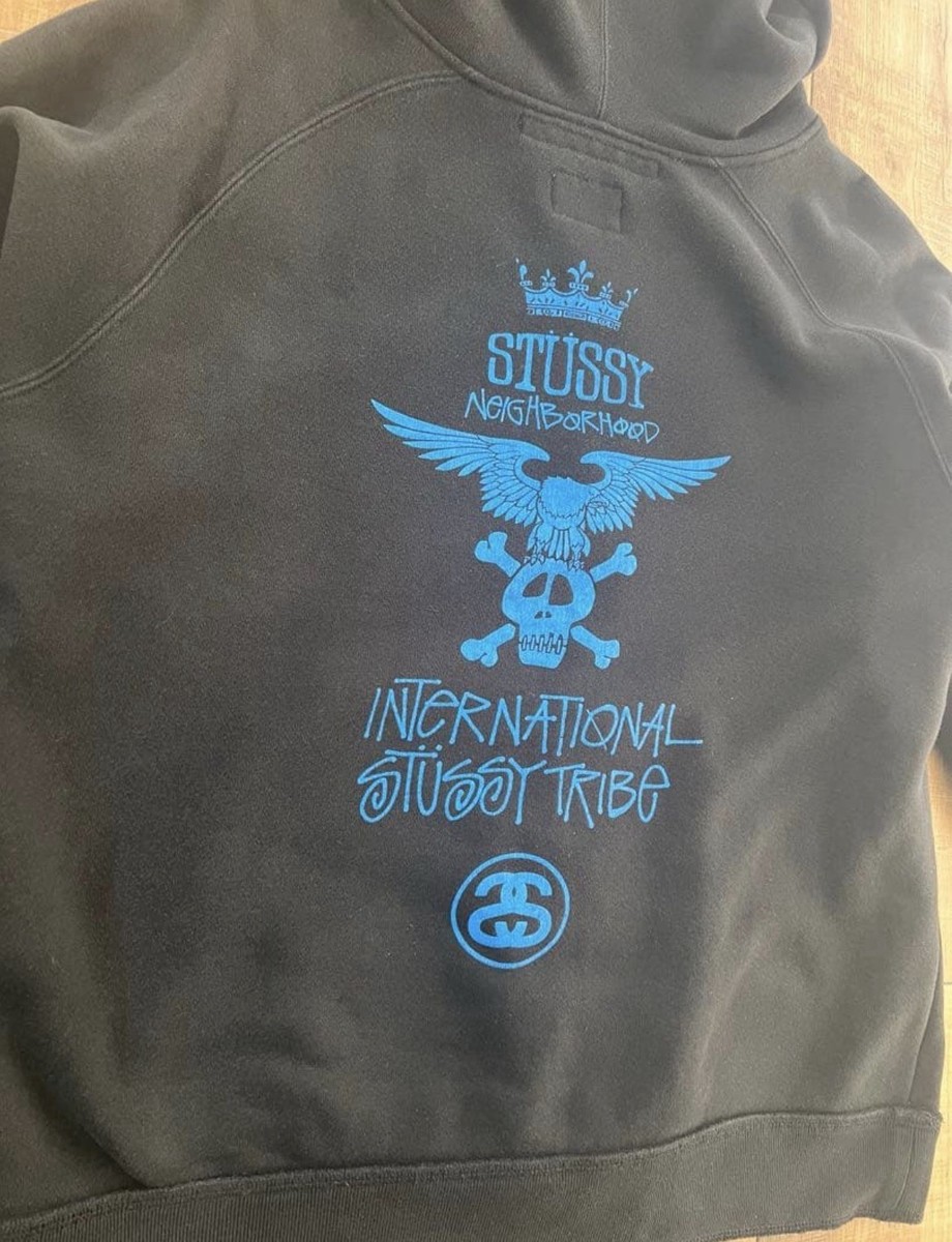Stussy x Neighborhood Zip Hoodie M Black Blue Skull International