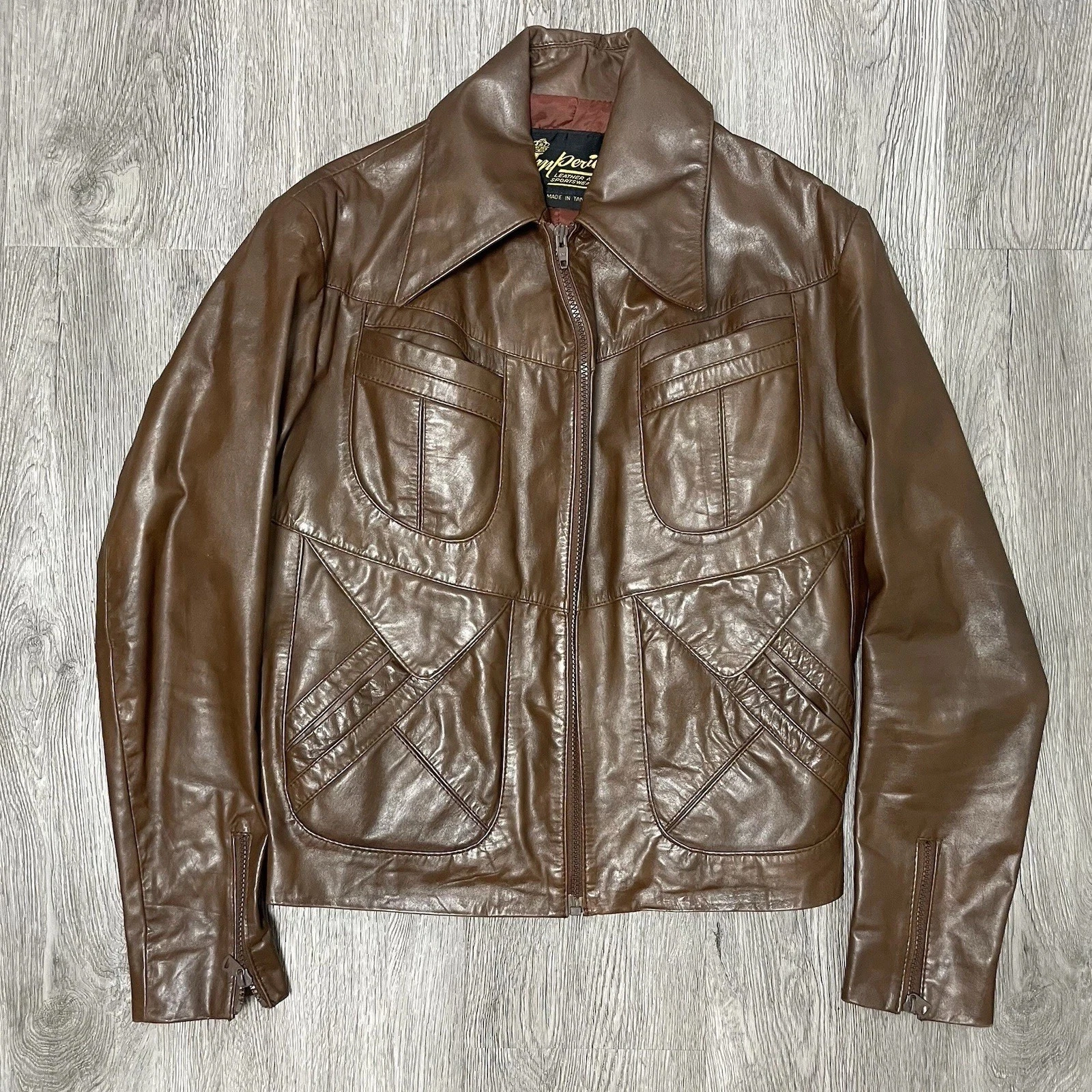 Vintage Imperial Jacket Men's 38 Brown Leather Cowboy Western Workwear 70's 80's