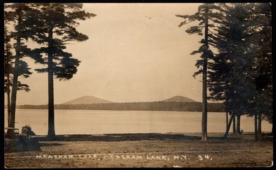 Postcard View from Shore of Meacham Lake, Meacham Lake, NY  RPPC