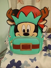 NEW Loungefly Disney Light Up Glow Mickey Mouse Reindeer Mini Backpack 
