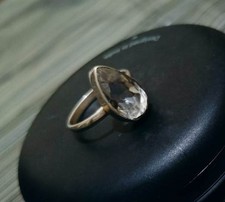 Solid 925 Sterling Silver Natural Crystal Quartz Gemstone Ring S US 8.5 VJ-447