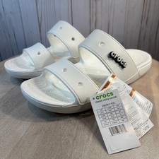 Crocs Classic Sandals White Slides US Mens Size 13 Unisex Slip On 206761-100 NEW