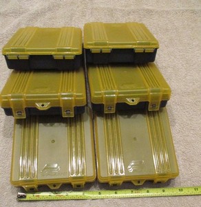 Plano 9mm cartridge storage boxes, 100-rounds, total of 6 boxes