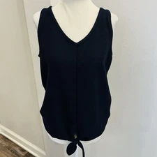 Loft  Women’s Size M Navy Sleeveless Ribbed Tie Hem Top (A0131)