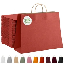 Red Kraft Paper Bags 16" x 6" x 12" - 250 Large Favor Shopping Bags