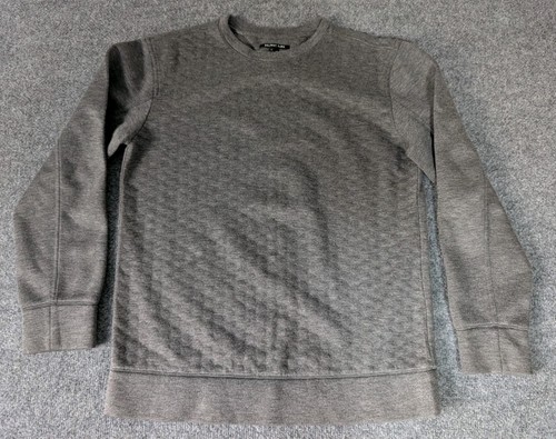 HELMUT LANG Men's Textured Crew Neck Sweater Long Sleeve Charcoal Size S Gray