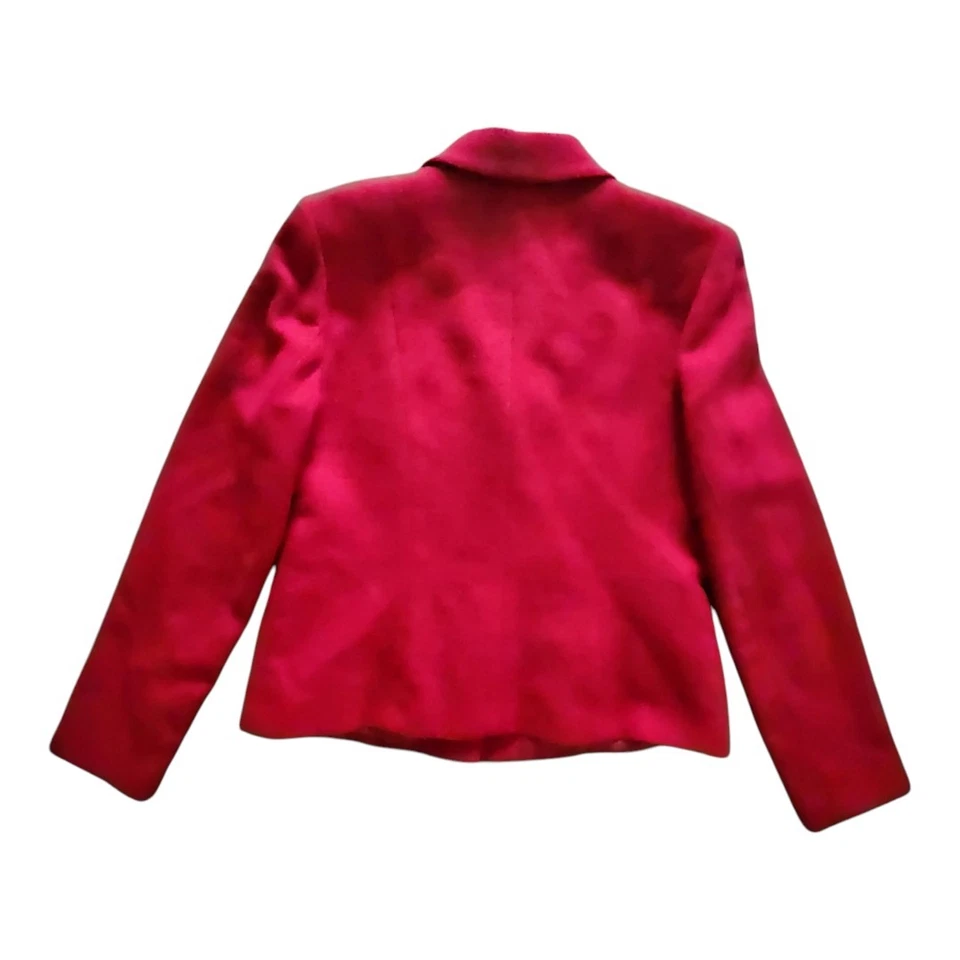 Blazer Mezcla Lana Kate Hill Talla 12 Rojo Carrera Clásico Estilo Vintage Bolsillos Foto 2 de 4