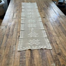 Handmade Crochet Lace Table Runner 100% Cotton Tan Color 13"x54"