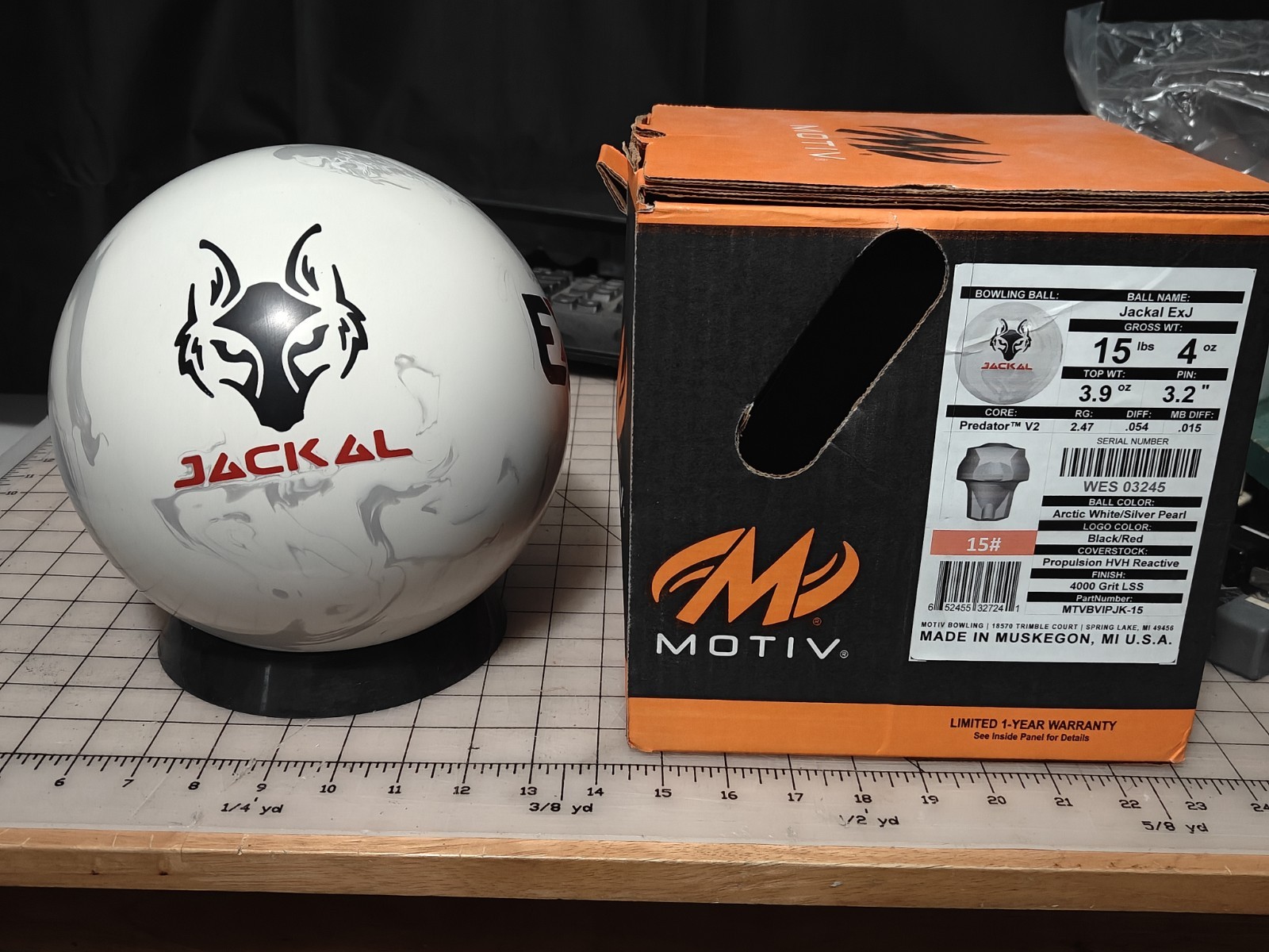 Motiv Jackal ExJ Bowling Ball 15 lb.  1st quality  NEW IN BOX  