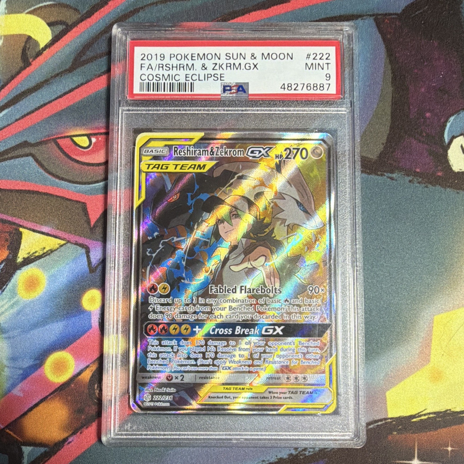 Pokemon Company 2019 Cosmic Eclipse Reshiram & Zekrom GX 222/236 PSA 9