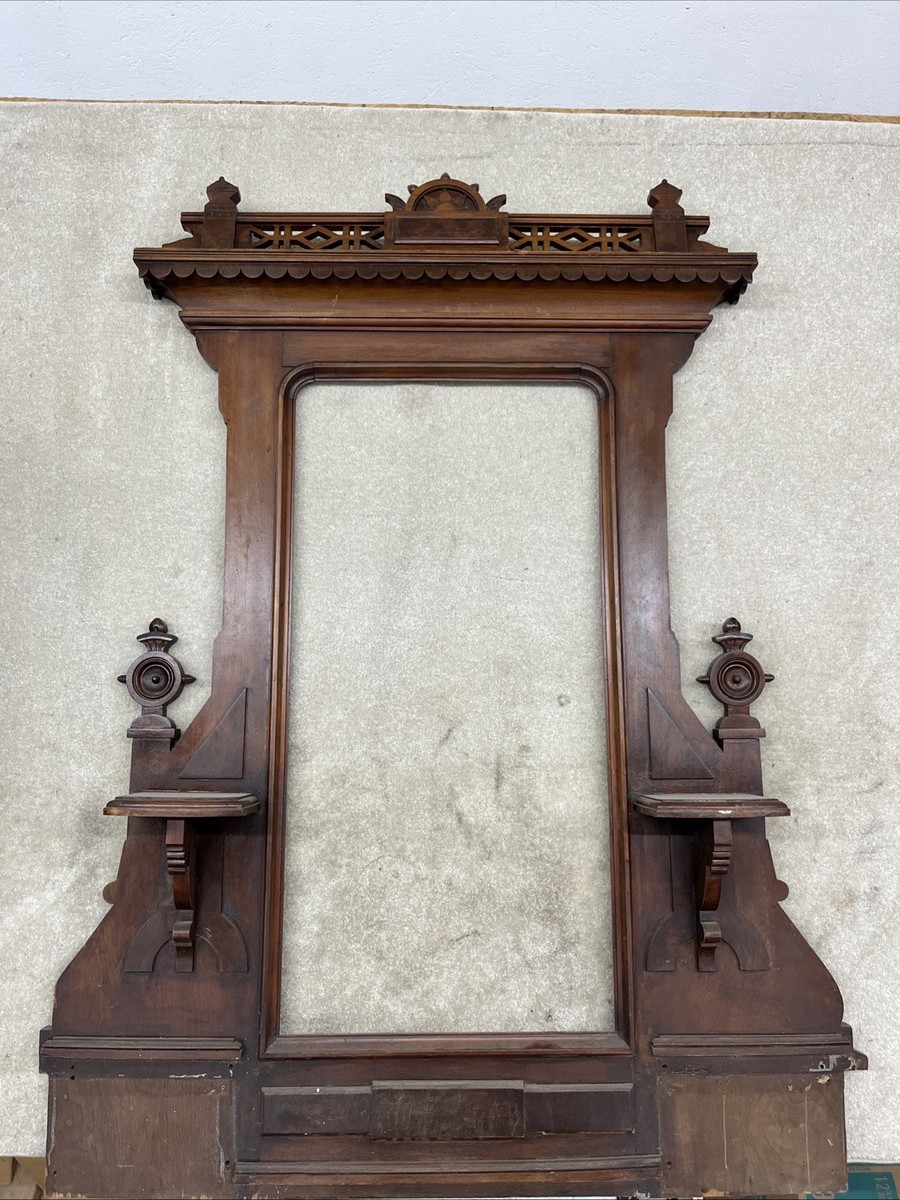 Antique Victorian Eastlake Carved Walnut Topper Shelf Salvage 55