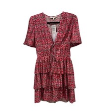 NWT WAYF Pleated Tiered Dress In Red Mini Size Medium M