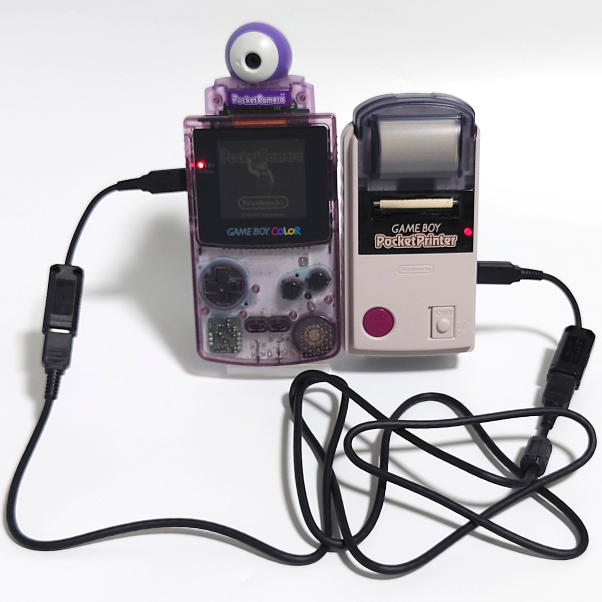 Nintendo Gameboy Pocket Printer Pocket Camera Clear Purple w/Cable