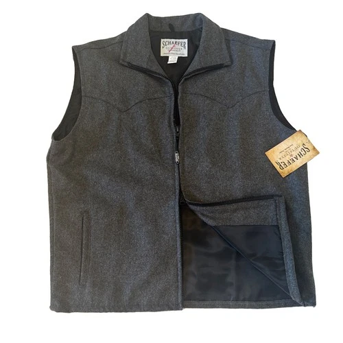 Schaefer Outfitter Wool Blend Arena Vest Rodeo Zip Yellowstone Men's XL Grey NEW - product listing photo
