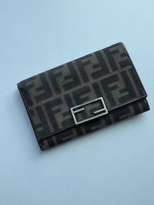 FENDI Zucca Pattern Clip Trifold Wallet Vintage