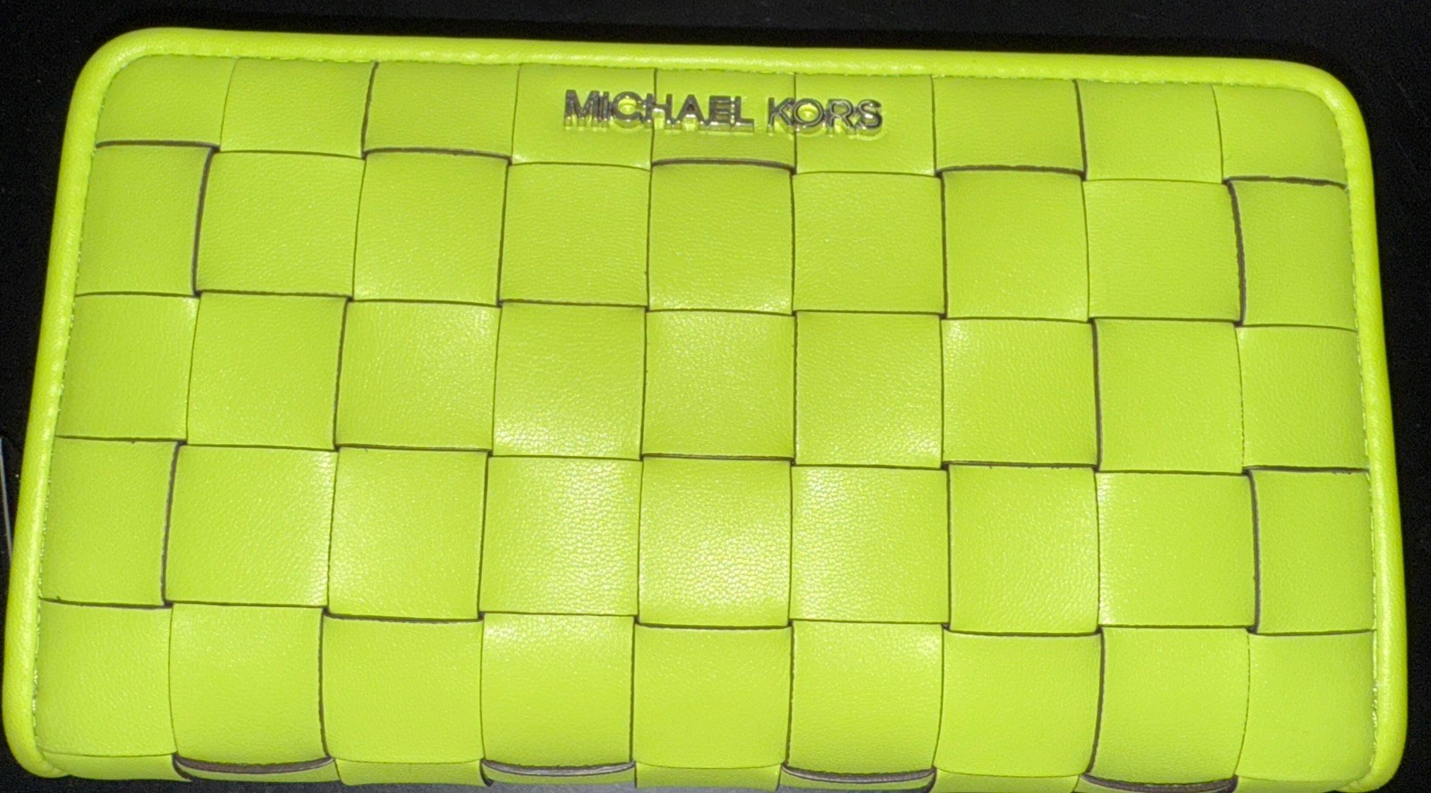 Michael Kors Jet Set Medium Woven Wallet Color:BRT LIMEADE Green
