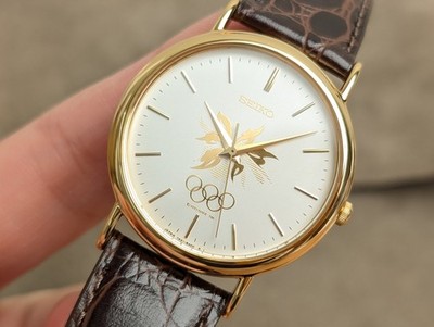 1998 SEIKO 7N21-8A00 Nagano Olympic Gold Quartz Men's Watch