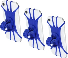 3Pcs Bike Phone Mount, 360° Rotation Silicone Phone Holder -Blue