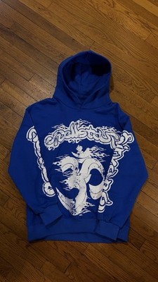 Hellstar Blue Graphic Print Cotton Pullover Hoodie Men's Long Sleeve