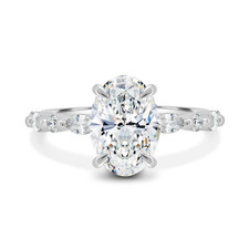 950 Platinum Wedding Ring Semi Mount 1.00 Ct Diamond Oval Cut Setting Size 5 6 7