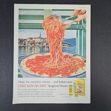 1958 Chef Boy-Ar-Dee Spaghetti Dinner Complete In Box Vintage Print Ad Meatless