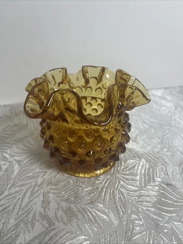 Vintage Fenton Glass Amber Ruffled Piece