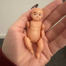 vintage 1930s toys Antique Plastic Celluloid Mini BABY DOLL string jointed