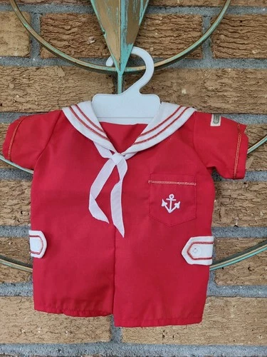 Vintage 80's Cabbage Patch Kids Doll Red Sailor Outfit With Hanger White Ribbon