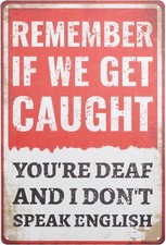 Tin Metal Signs Vintage Sign Funny Retro "Remember If We Get Caught" Metal