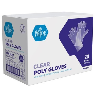 MED PRIDE Clear Poly Food Prep Gloves Disposable Plastic Food Service 1000ct