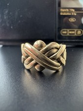 9ct Gold Puzzle Ring | Size S 1/2 - 6 Bar | 9.1g