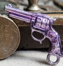 Vintage Purple Chrome Gun Revolver Gumball Charm Prize