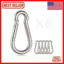 Luxury 304 Stainless Steel Spring Snap Hook Carabiner - Set of 6 Durable Clip...