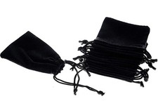50Pcs Jewelry Velvet Cloth Pouch Black Drawstring Small Bags for Dice 2.75'' X 3